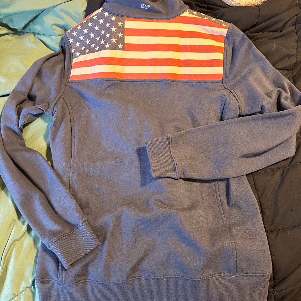 Women’s Blue Sweater with American Flag Design